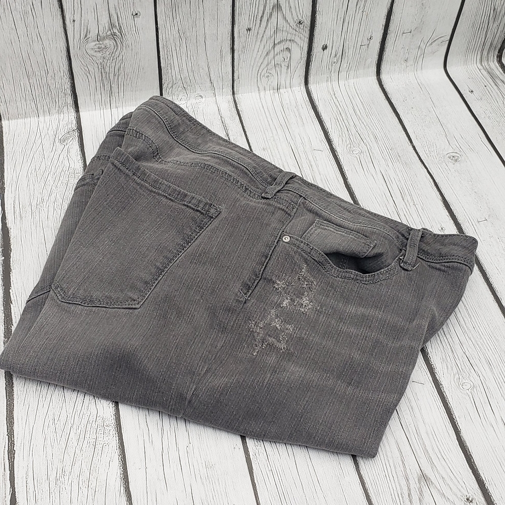 Black Daisy Jeans  Gray Straight Leg Mid Rise Light Wash Grey Denim,Sz Jr 15/32